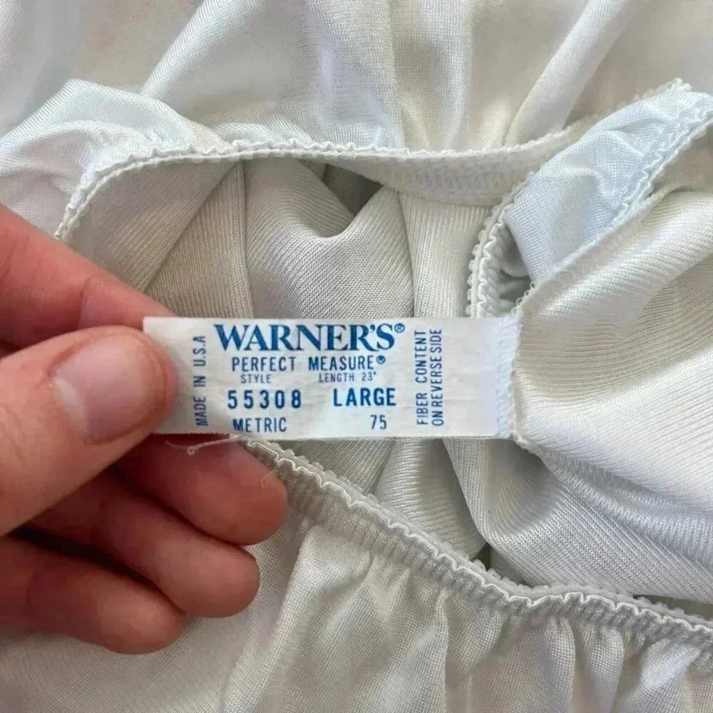 Womens Warner's Vintage White Slip Skirt - L